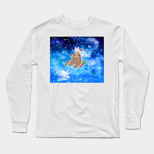 Sloth and Bunny Night Sky Long Sleeve T-Shirt